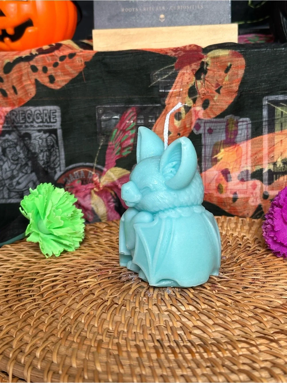 Blue Bat Familiar Candle